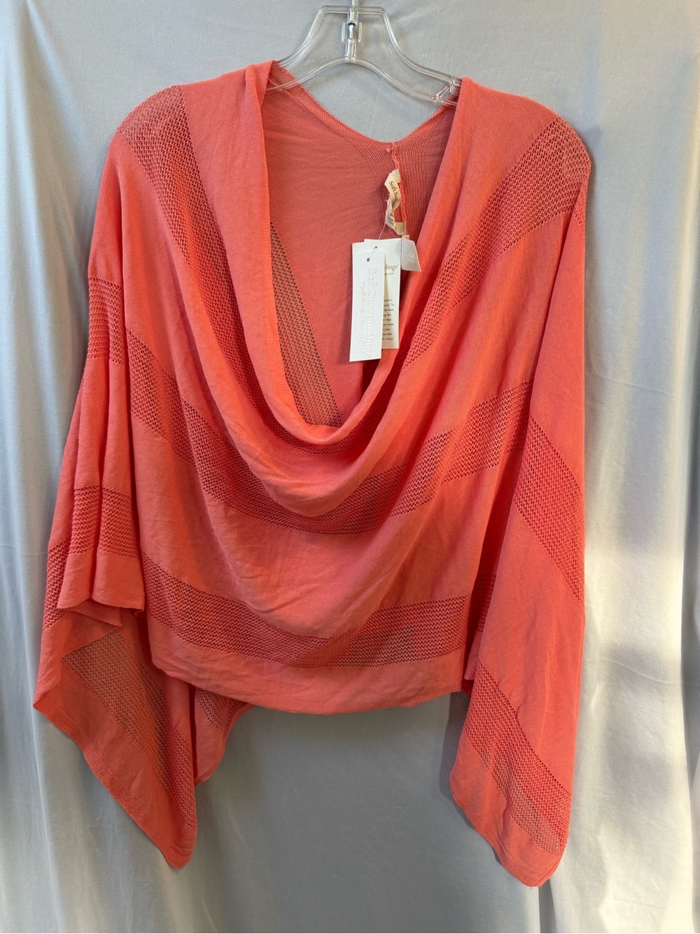 Soft Surroundings Coral Shawl 3 way topper Mesh